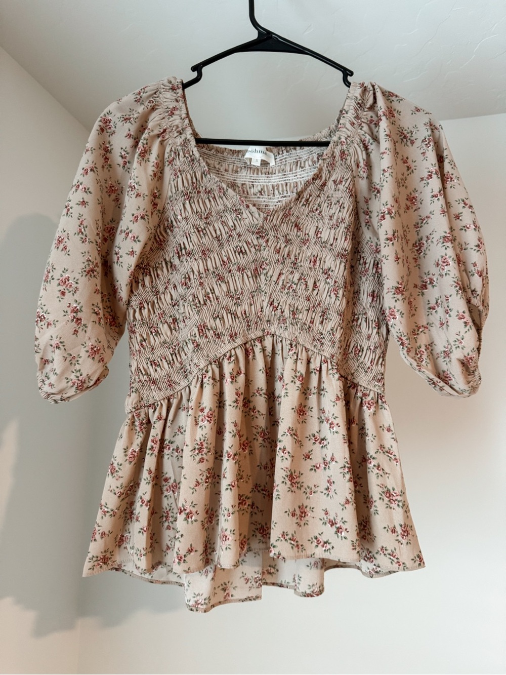 Bohme Smocked Floral Peplum Top